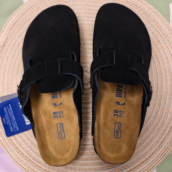 Birkenstock Boston Black Suede Clogs | Narrow Fit - Picture 2 of 6
